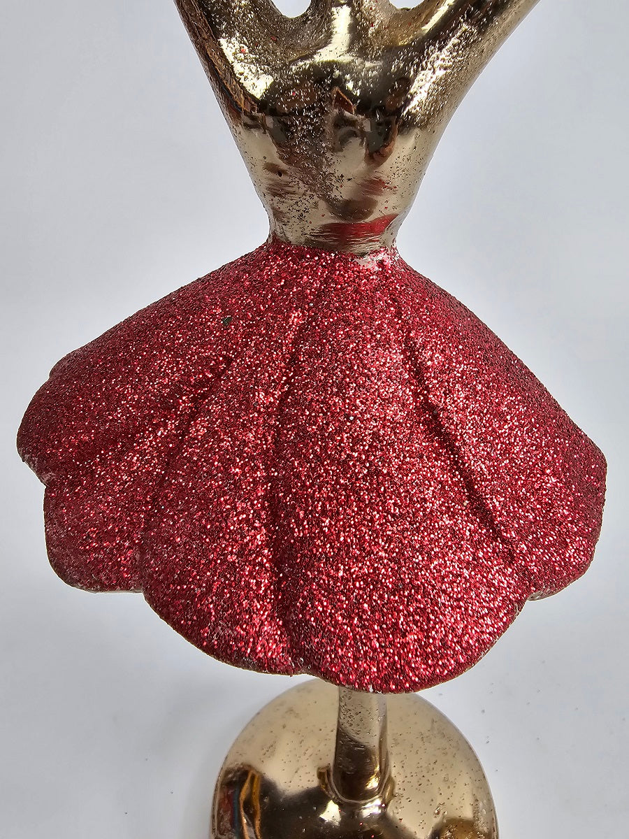 EHAIKA Ballerina Gold & Red Colour Statue (Small) – Home Office Table Top Lady Ballet Dancer Sculpture Display Decoration Gift