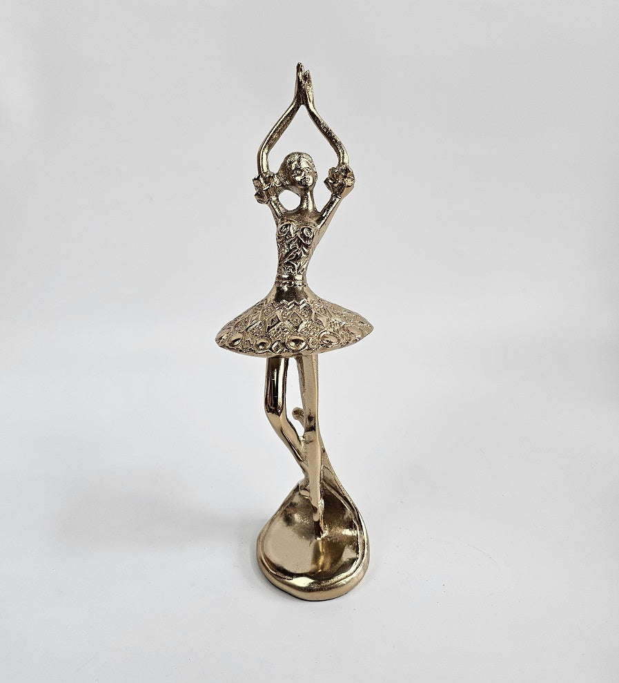 EHAIKA Ballerina Elegance Golden Colour Statue (Big) – Home Office Table Top Lady Ballet Dancer Sculpture Display Decoration Gift