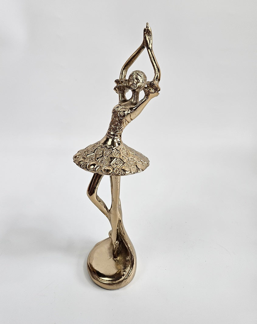 EHAIKA Ballerina Elegance Golden Colour Statue (Big) – Home Office Table Top Lady Ballet Dancer Sculpture Display Decoration Gift