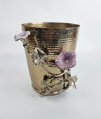 EHAIKA Wine Cooler Bucket – Enamelled Aluminium Morning Glory Flower With Ombre Lilac Coloured Class