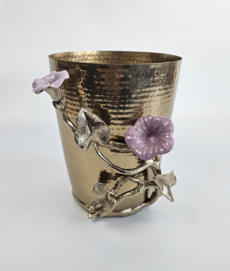 EHAIKA Wine Cooler Bucket – Enamelled Aluminium Morning Glory Flower With Ombre Lilac Coloured Class