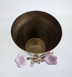 EHAIKA Wine Cooler Bucket – Enamelled Aluminium Morning Glory Flower With Ombre Lilac Coloured Class