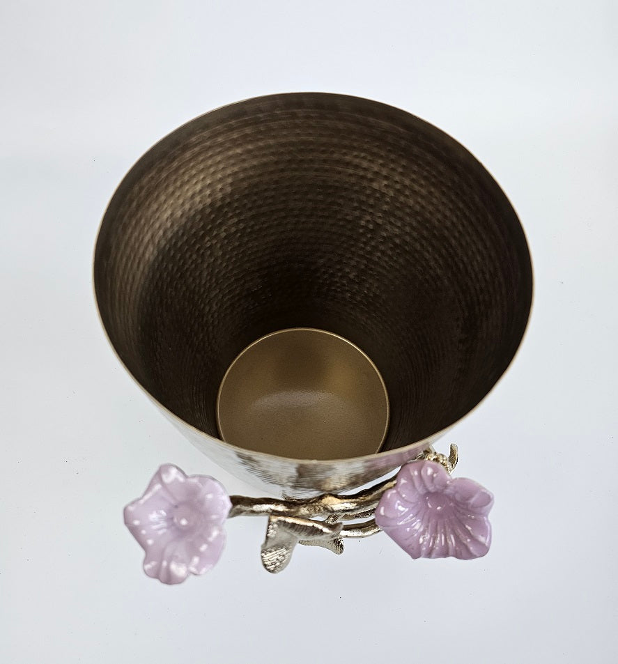 EHAIKA Wine Cooler Bucket – Enamelled Aluminium Morning Glory Flower With Ombre Lilac Coloured Class