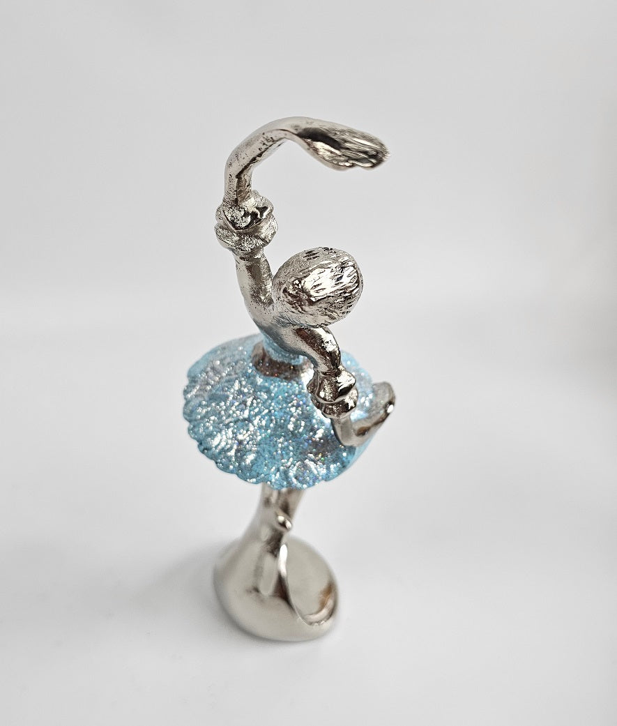 EHAIKA Ballerina Classical Silver & Blue Color Statue (Big) – Home Office Table Top Lady Ballet Dancer Sculpture Display Decoration Gift
