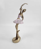 EHAIKA Ballerina Elegance Gold & Pink Colour Statue (Big) – Home Office Table Top Lady Ballet Dancer Sculpture Display Decoration Gift