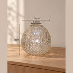 EHAIKA Designer Clear Glass Flower Vase, Handmade Diamond Cut Patterned - Round Shaped
