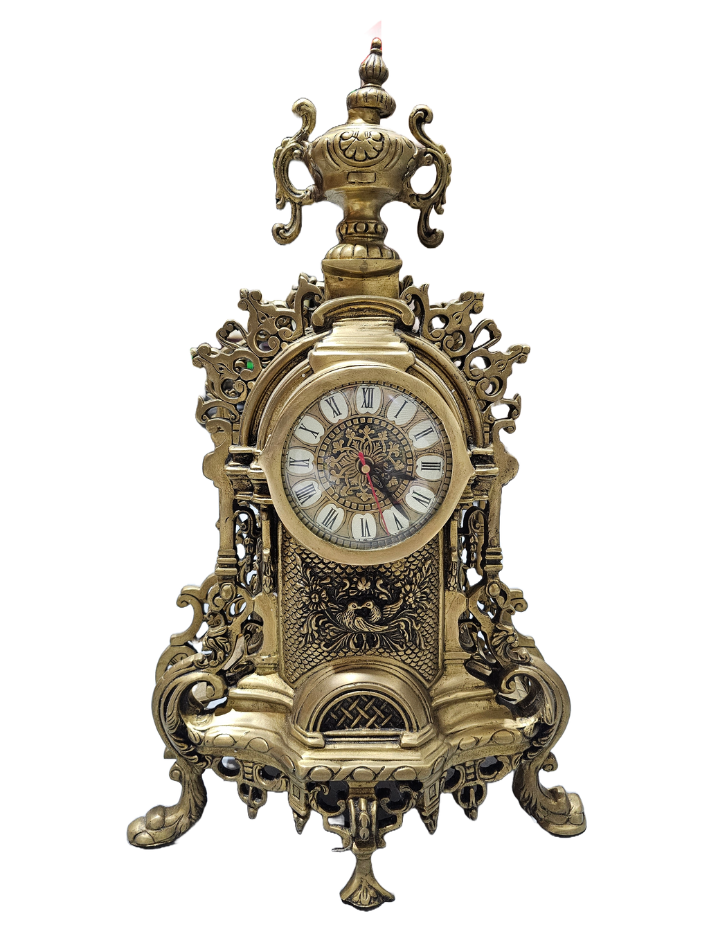 Antique english roman brass bronze sculpture home office tabletop clock watch