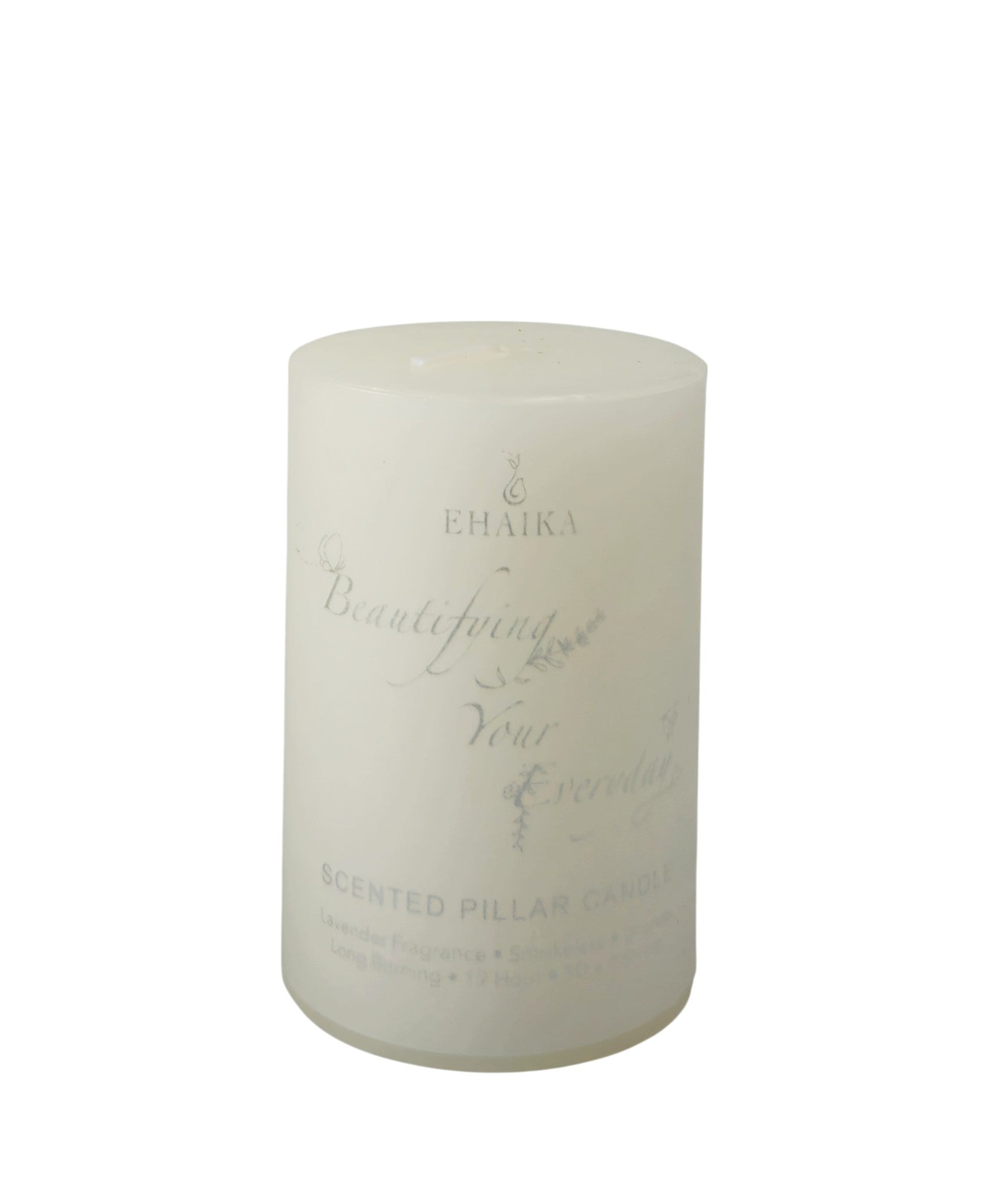 EHAIKA White Lavender Scented Pillar Candle 5 x 7.5 cm – Smokeless, Dripless, 19 hours Long Burning