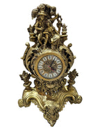 Antique English Roman brass bronze sculpture tabletop clock watch beauty and the beast look alike