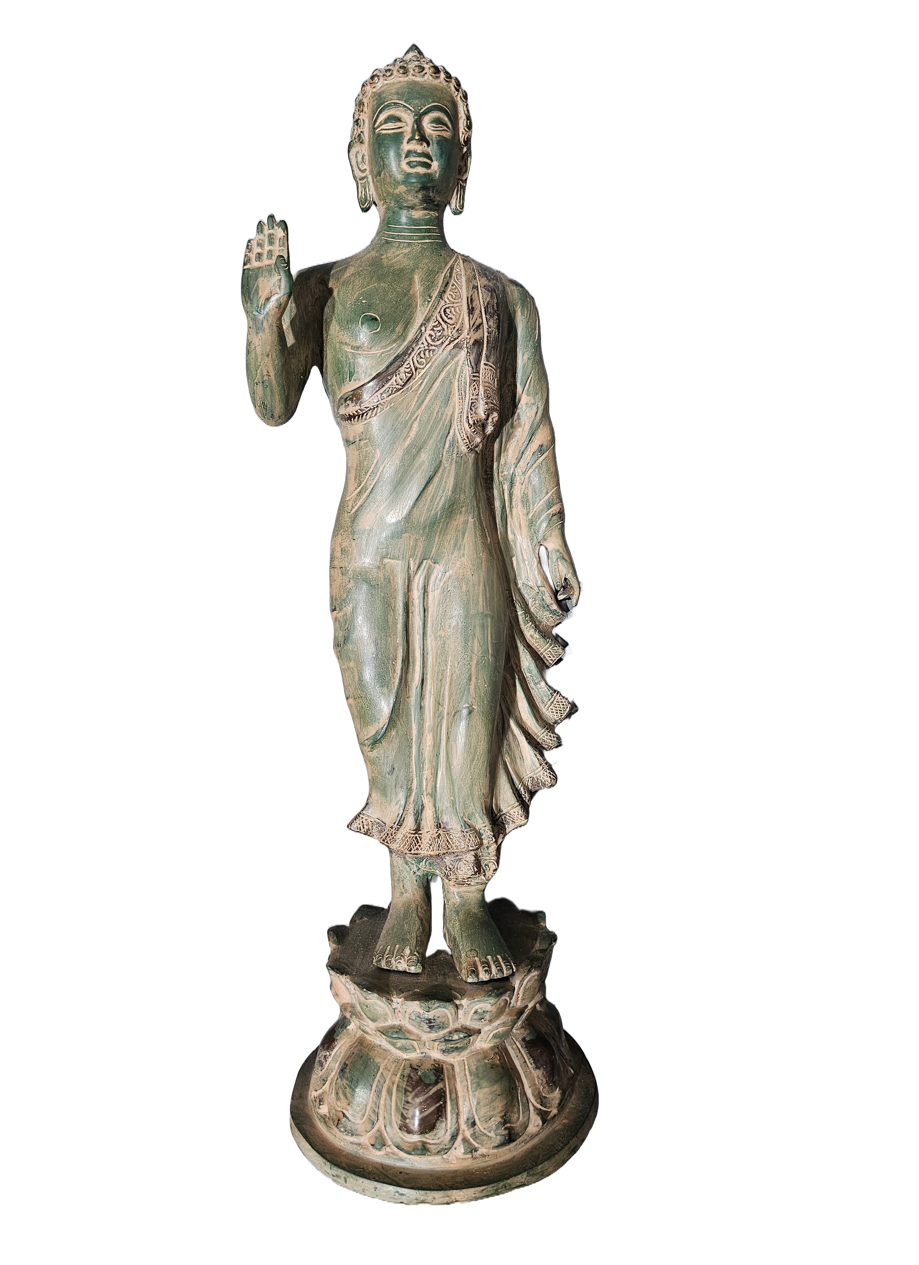 Antique look pure brass bronze standing Buddha ornament figurines statue for home office