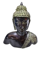 Authentic antique look brass bronze / green tabletop half body buddha statue stock in Singapore