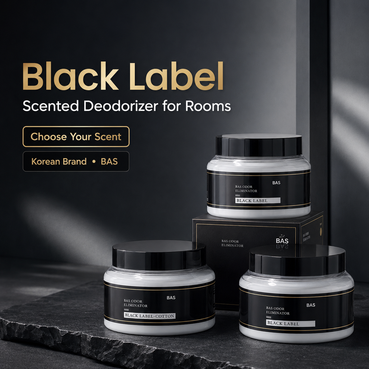 BAS BLACK LABEL Premium Grade Deodorizer With Fragrance, 350g (Solid Type) – Made in Korea
