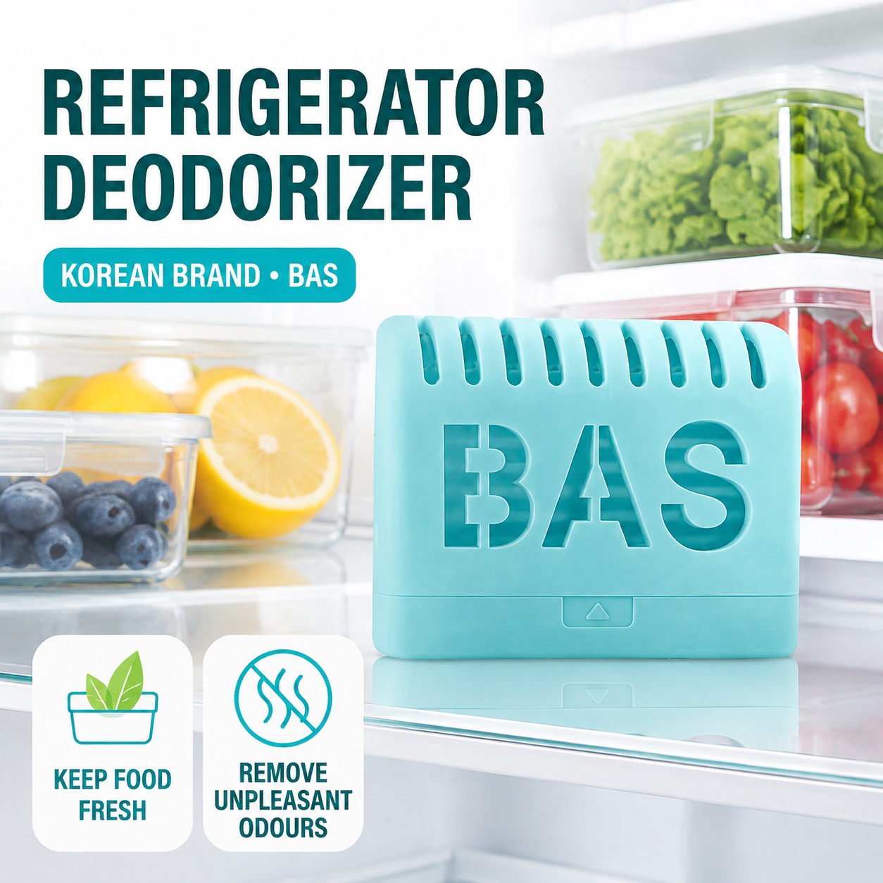 BAS Refrigerator Deodorizer | Fridge Odor Stinky Smell Remover – Made in Korea