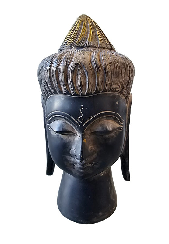 Brass Bronze Antique Buddha Head Decoration Home Office Temple