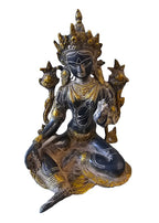 Brass Bronze Antique Seated Buddha Statue Decoration Home Office Temple Display