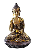 Brass Bronze Seated Buddha Statue Decoration Home Office Temple Display
