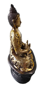 Brass Bronze Seated Buddha Statue Decoration Home Office Temple Display