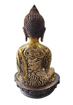 Brass Bronze Seated Buddha Statue Decoration Home Office Temple Display