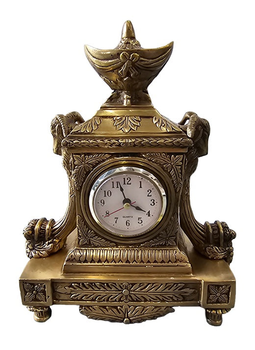 Brass Bronze Tabletop Clock Antique Decoration Home Office Restaurant Display