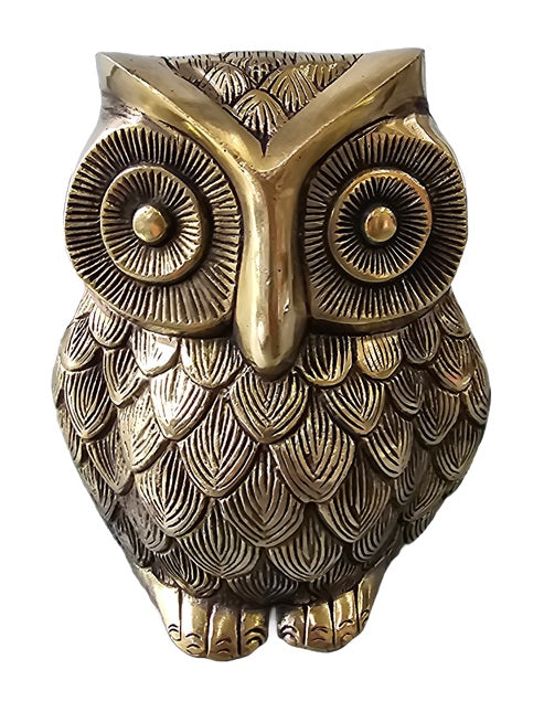 Brass Owl Wisdom Animal Statue Decoration Home Office Restaurant Display