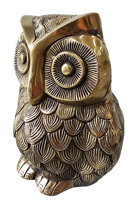 Brass Owl Wisdom Animal Statue Decoration Home Office Restaurant Display