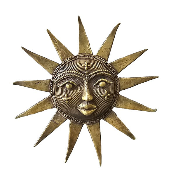 Brass Tribal Sun Face Ornaments Decoration Home Office Restaurant Display