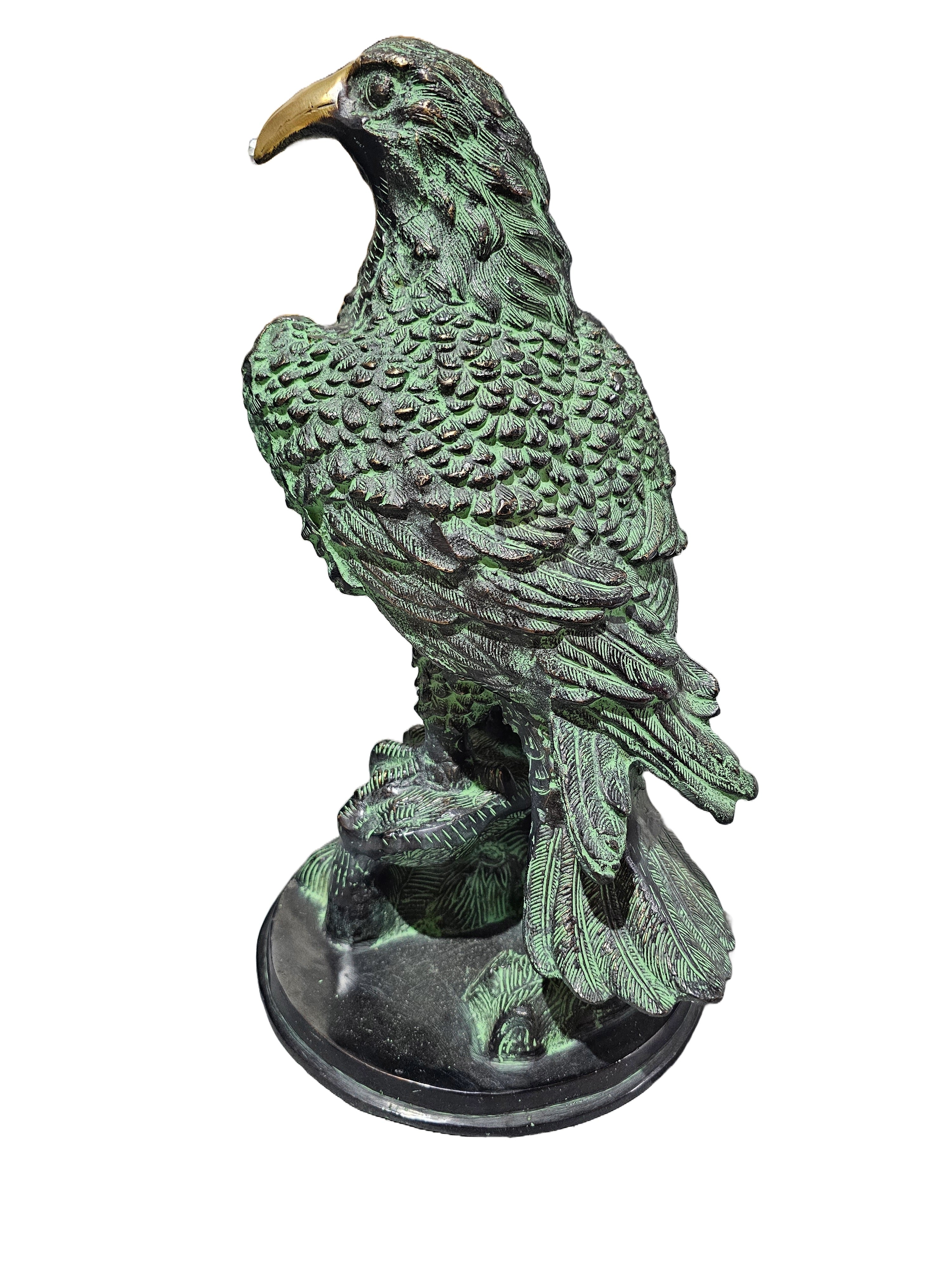 Brass bronze vintage USA eagle bird figurine statue ornament miniature animal golden green color