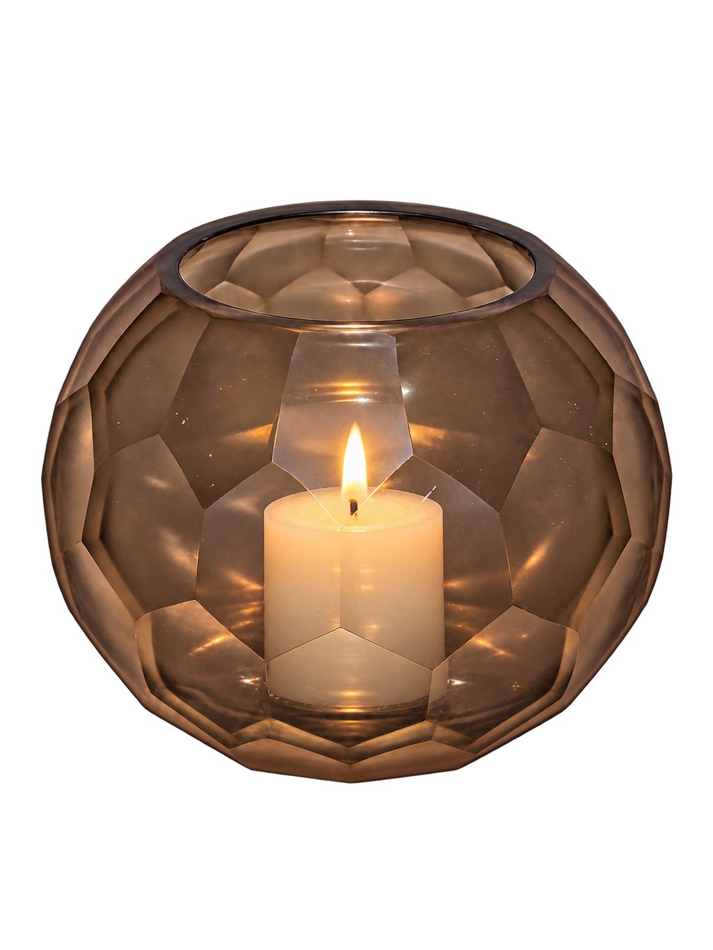 EHAIKA Designer Glass Flower Vase, Votive Candle Holder, Honeycomb Patterned - Round Shaped