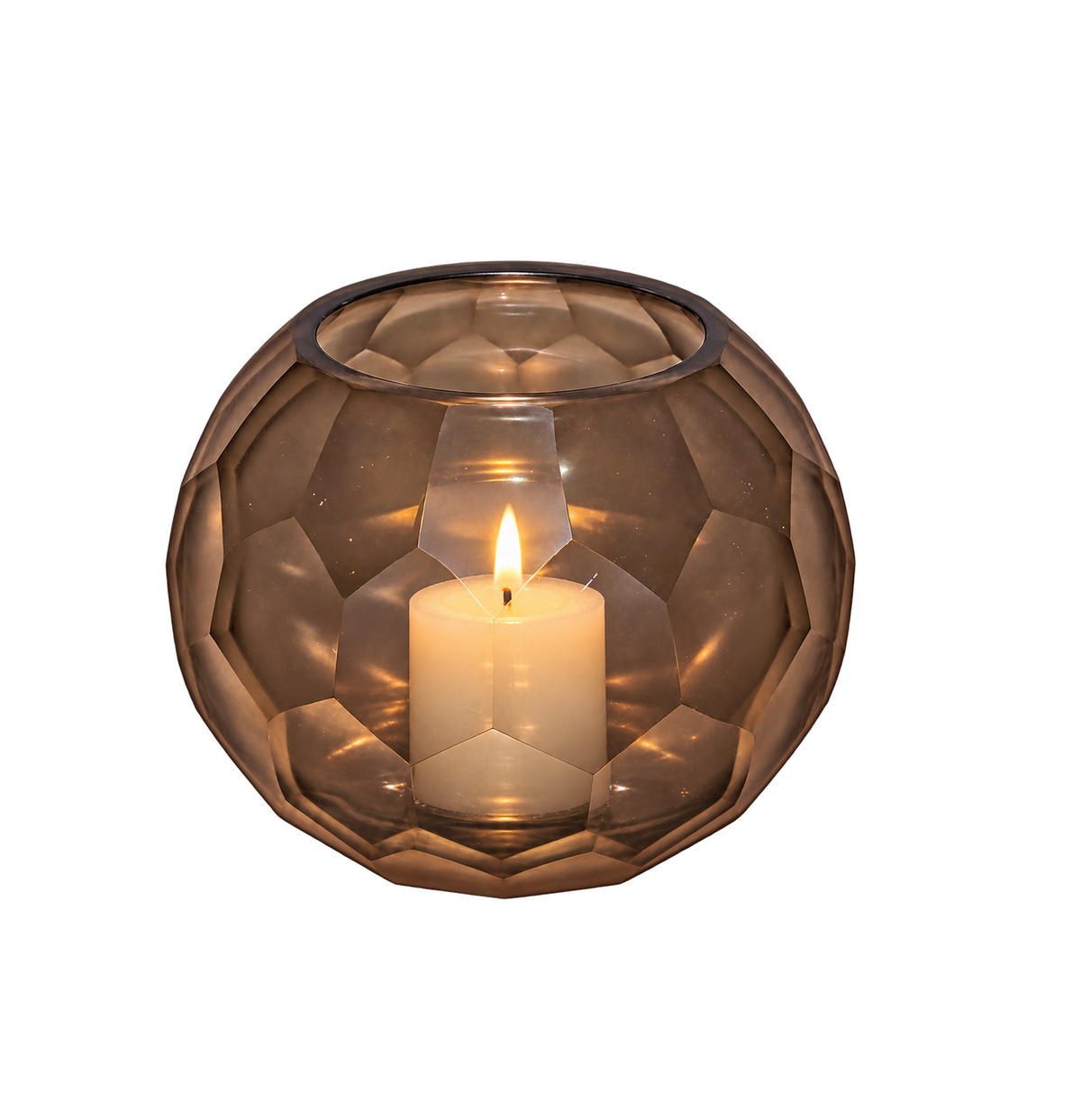 EHAIKA Designer Glass Flower Vase, Votive Candle Holder, Honeycomb Patterned - Round Shaped