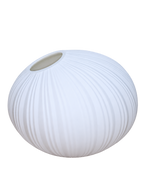 EHAIKA Designer Glass Flower Vase, Line Cut Jagged Patterned - Round Shaped, White Color