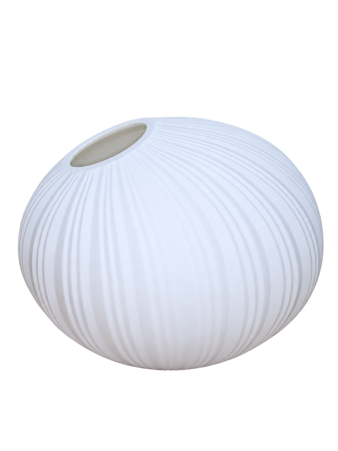 EHAIKA Designer Glass Flower Vase, Line Cut Jagged Patterned - Round Shaped, White Color