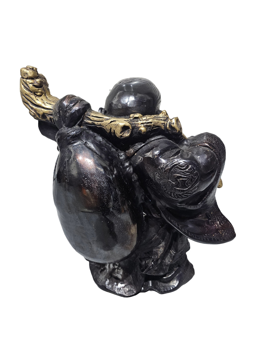 Chinese lucky antique look brass bronze golden tabletop smiling laughing buddha figurines statue in Singapore