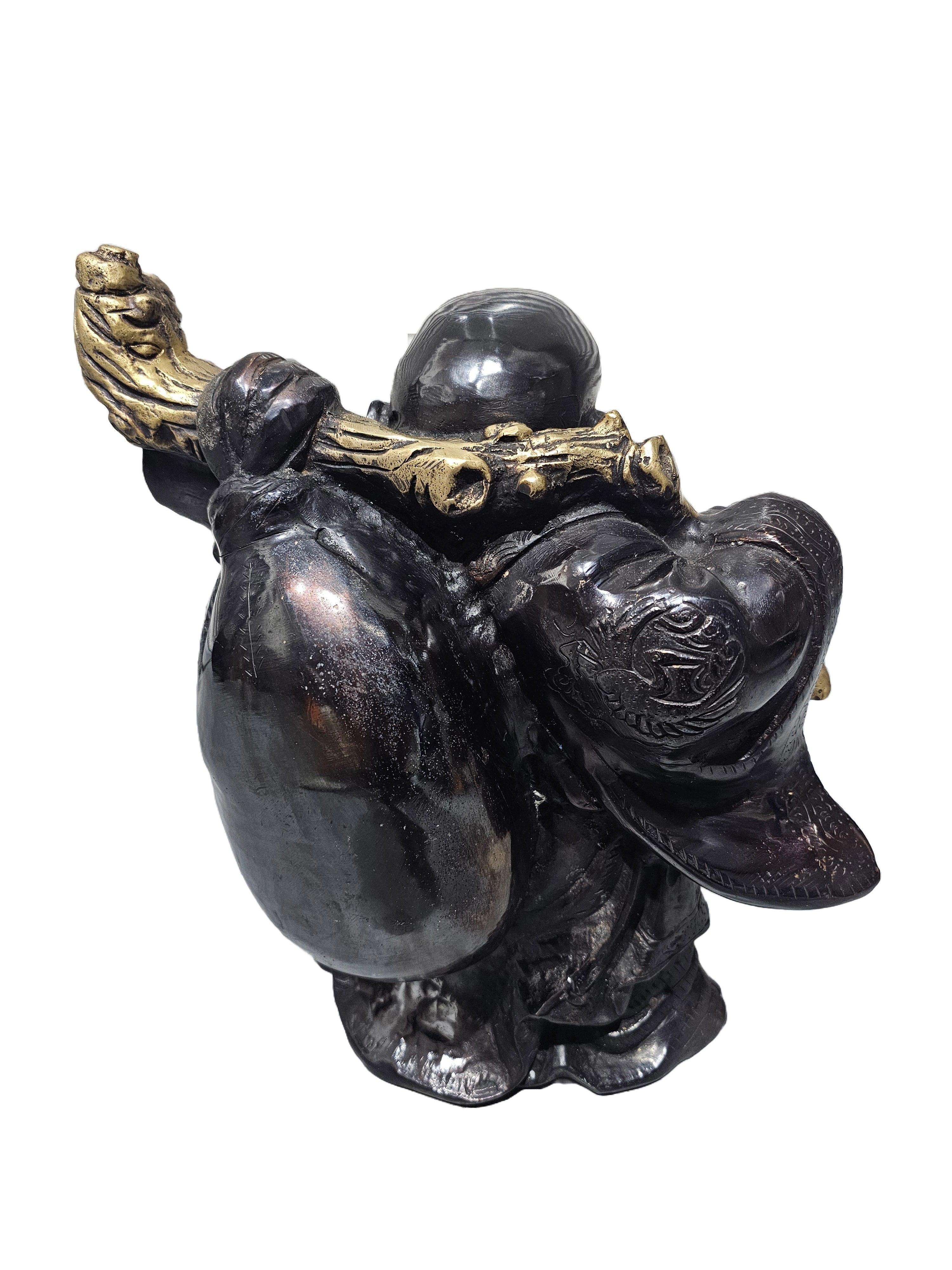 Chinese lucky antique look brass bronze golden tabletop smiling laughing buddha figurines statue in Singapore