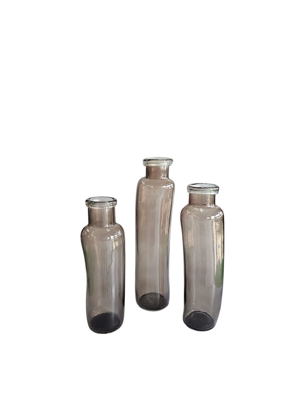 EHAIKA Clear Brown Color Irregular Shape Glass Vase – Modern Livingroom Tabletop Home Décor