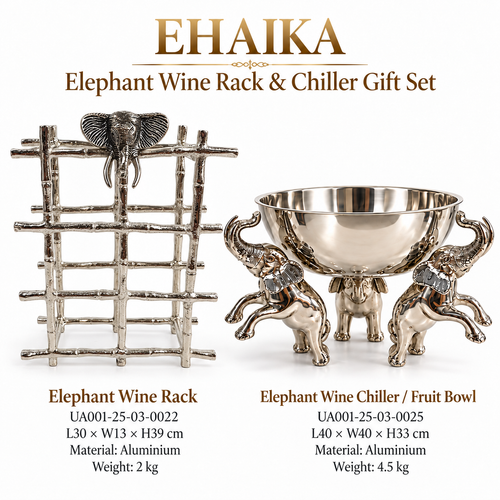 EHAIKA Elephant Wine Rack & Chiller Gift Set (U.P. $491.50)