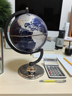 EHAIKA Dark Blue Table Top World Globe, Large Size, Simple & Durable Metal Stand