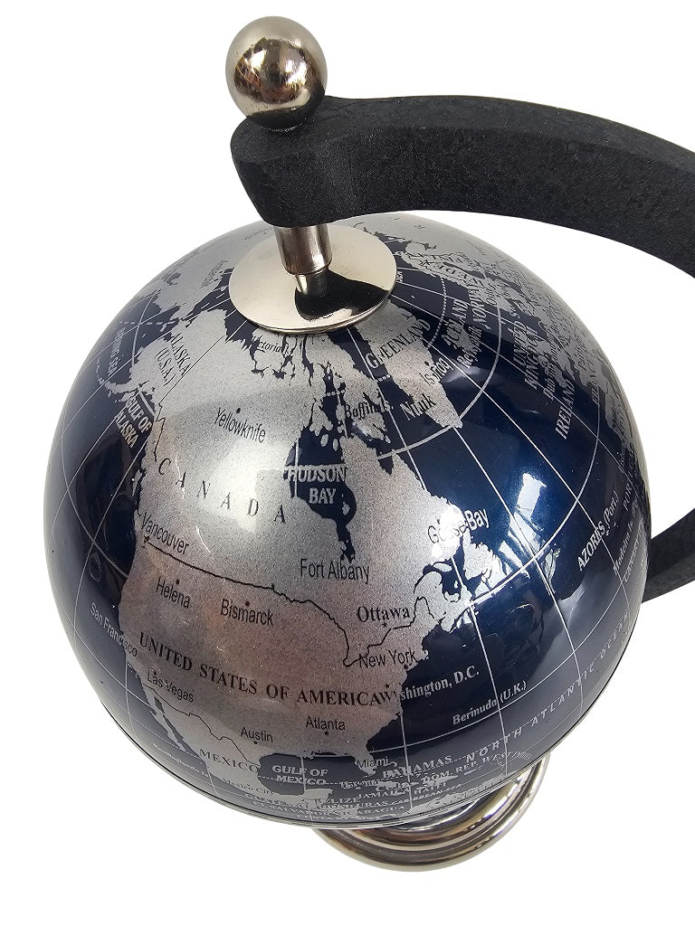 EHAIKA Dark Blue Table Top World Globe, Small Size, Simple & Durable Metal Stand