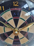 EHAIKA Cute Two Legged Table Clock, Darts Board Clockface, Metal Case & Plastic Stand