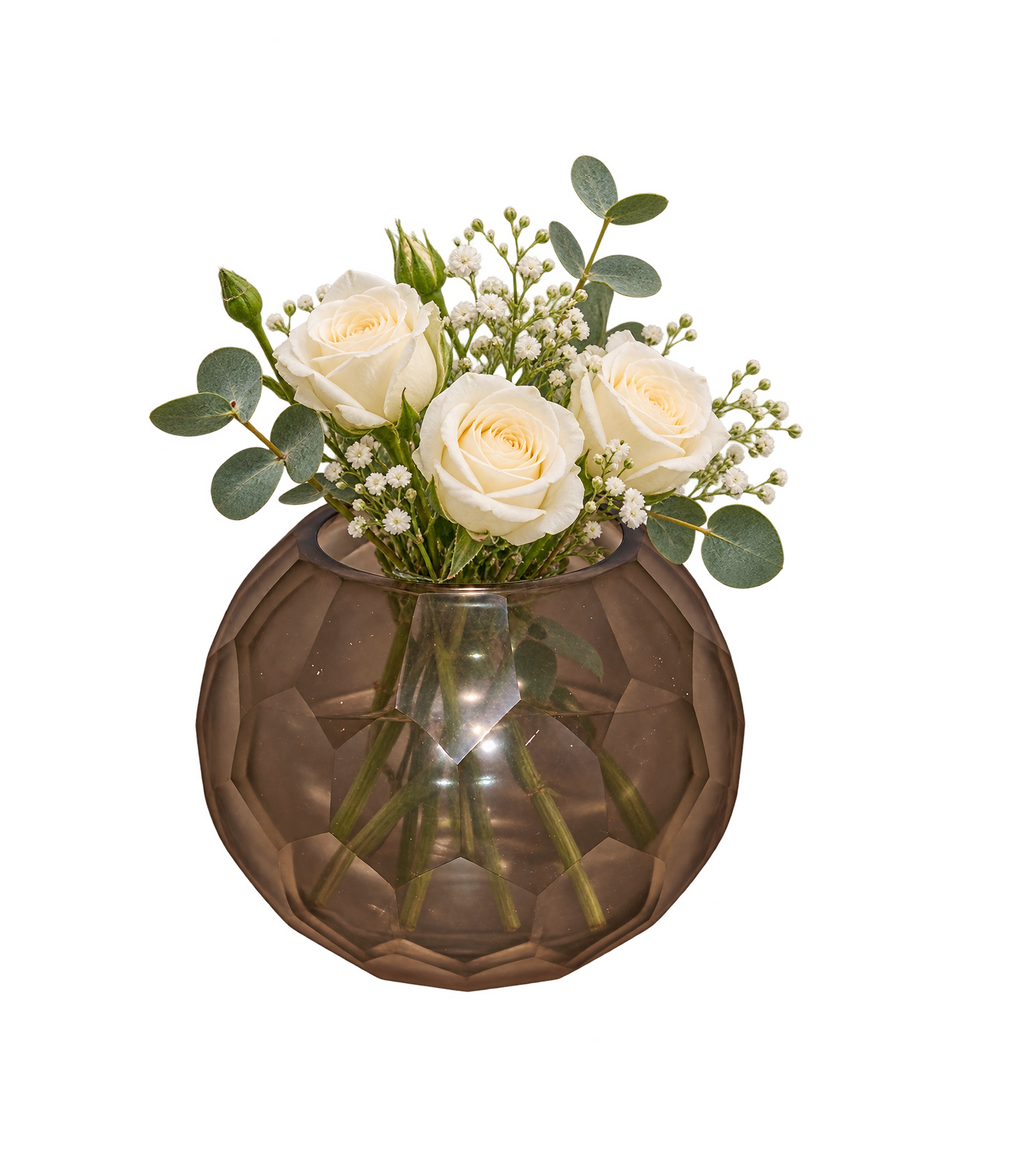 EHAIKA Designer Glass Flower Vase, Votive Candle Holder, Honeycomb Patterned - Round Shaped