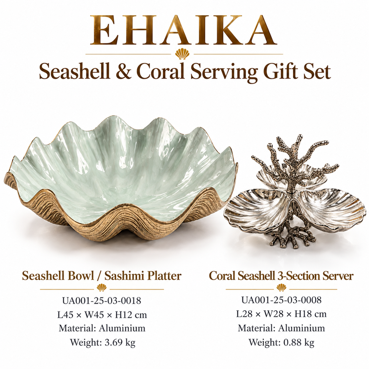 EHAIKA Seashell & Coral Serving Gift Set (U.P. $373.90)