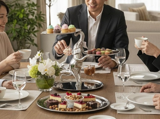 EHAIKA 3 Tier Cake / Fruits Plate On Elephant Sculpture - Safari Decorative Serving Tableware