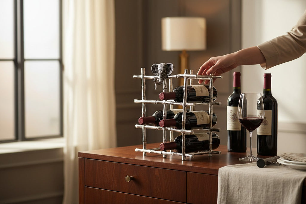 EHAIKA Wine Rack With Elephant Head (Small) - Safari Decorative Serving Tableware