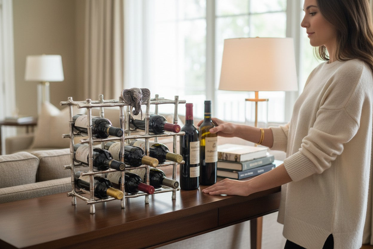 EHAIKA Wine Rack With Elephant Head (Big) - Safari Decorative Serving Tableware