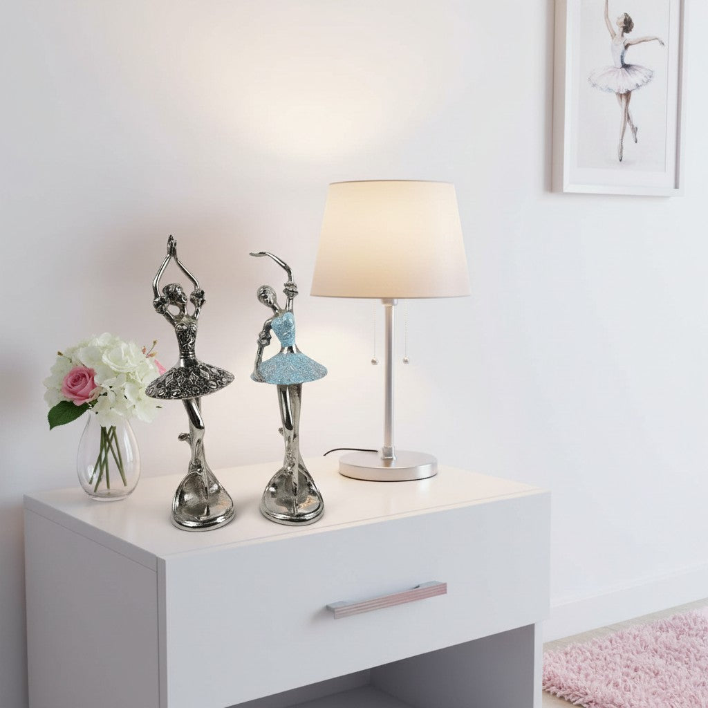 EHAIKA Ballerina Silver & Blue Figurines (Big - Set of 2) – Home Office Table Top Lady Ballet Dancer Sculpture Display Decoration Gift
