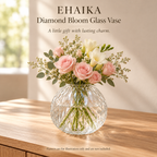 EHAIKA Diamond Bloom Glass Vase - India Mouth-blown Handmade