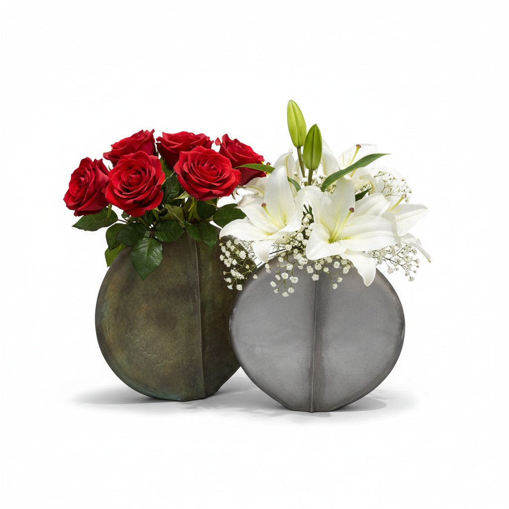 EHAIKA Elegant Coated Aluminium Vase, Slim Round Shaped  – Modern Home Office Restaurant Décor