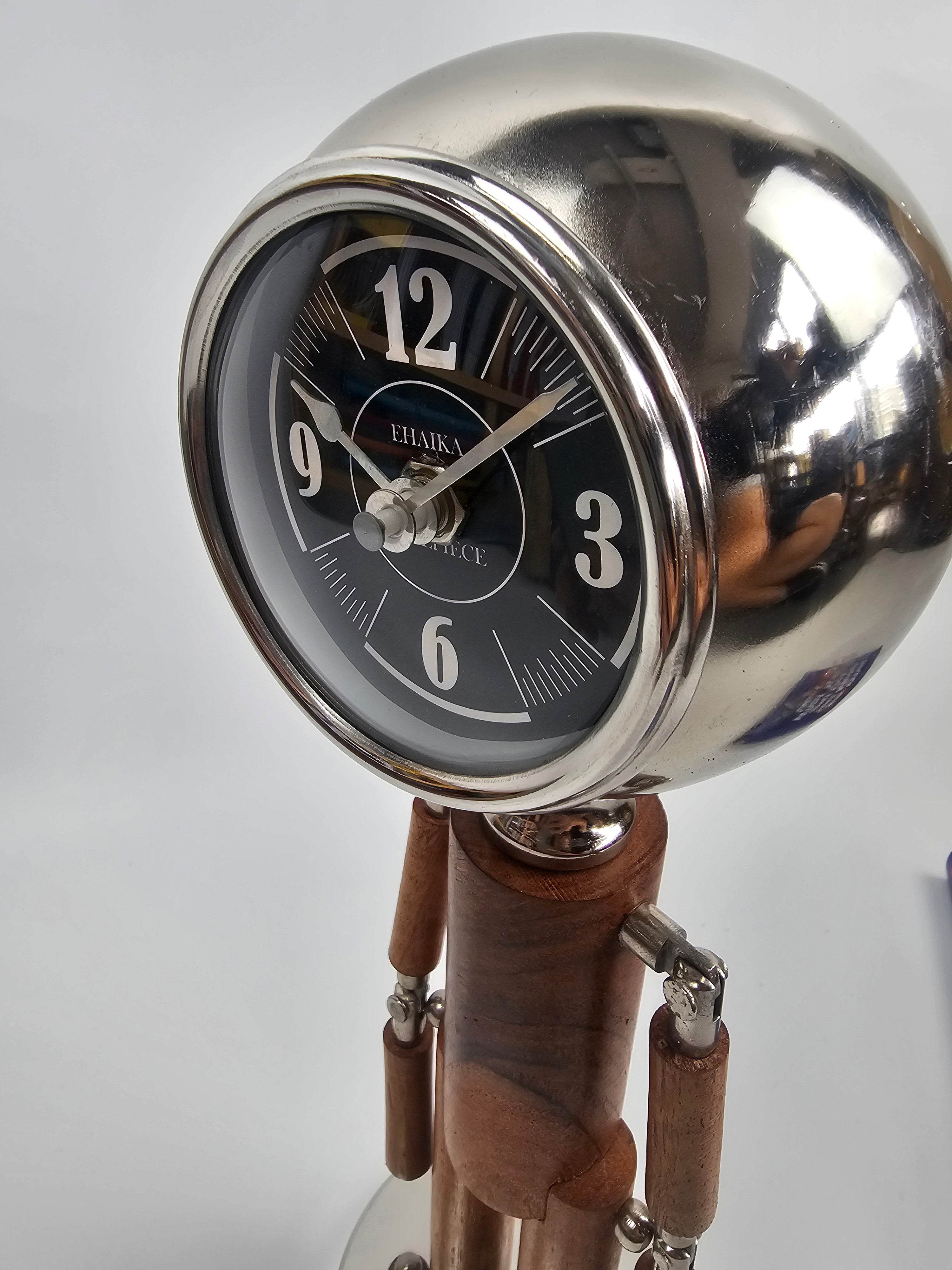 EHAIKA Decorative Table Clock, Wooden Human Figurine Home & Office Timepiece