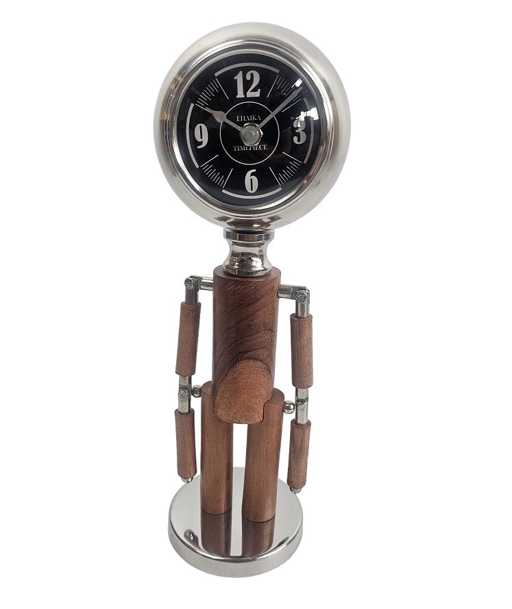 EHAIKA Decorative Table Clock, Wooden Human Figurine Home & Office Timepiece