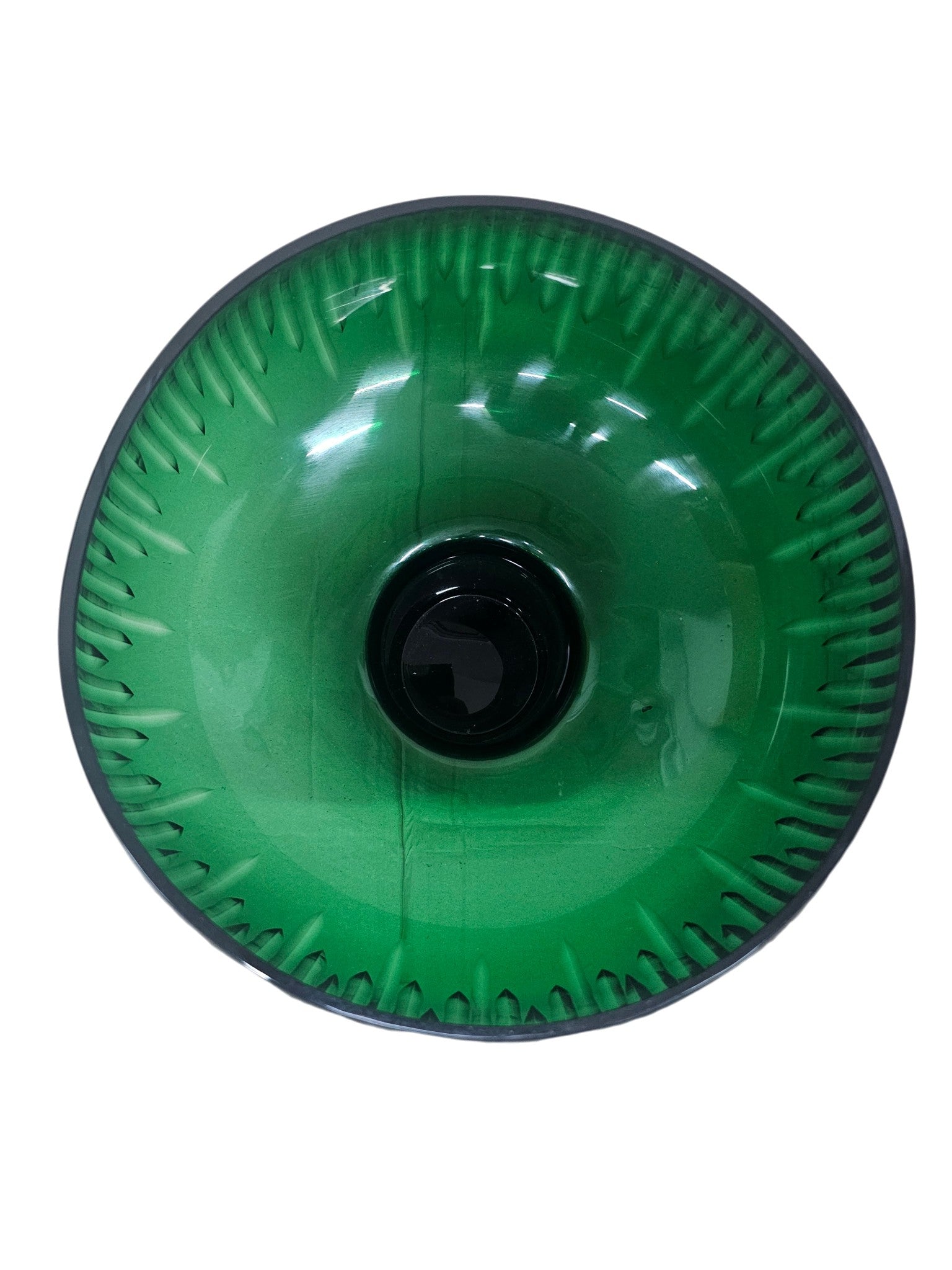 EHAIKA Glass Flower Vase With Line Cut Patterned Mushroom Designed - Green Colour