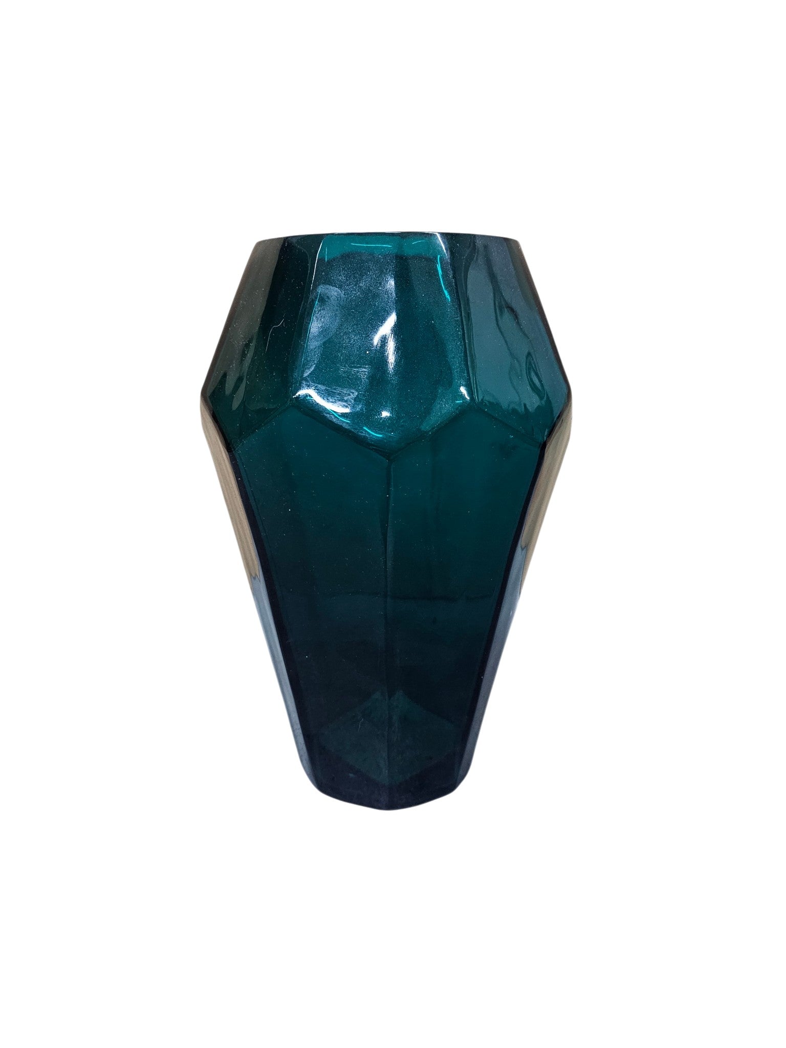 EHAIKA Glass Flower Vase With Strait Cut Patterned - Green Color